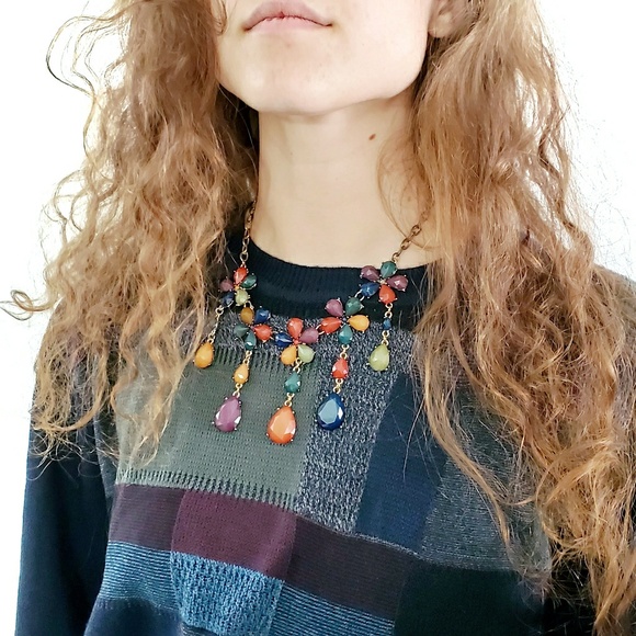 Colorful Tiered Teardrop Tassel Statement Necklace - Picture 5 of 6